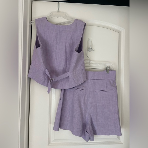 Daze Dayz Lavender Vest & Hi Rise Shorts Set Size M Ramie Cotton Spring Easter - Picture 4 of 9
